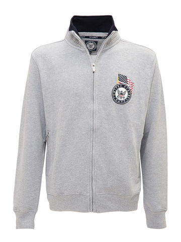 CARDIGAN IN FELPA CON ZIP GRIGIO CHIARO